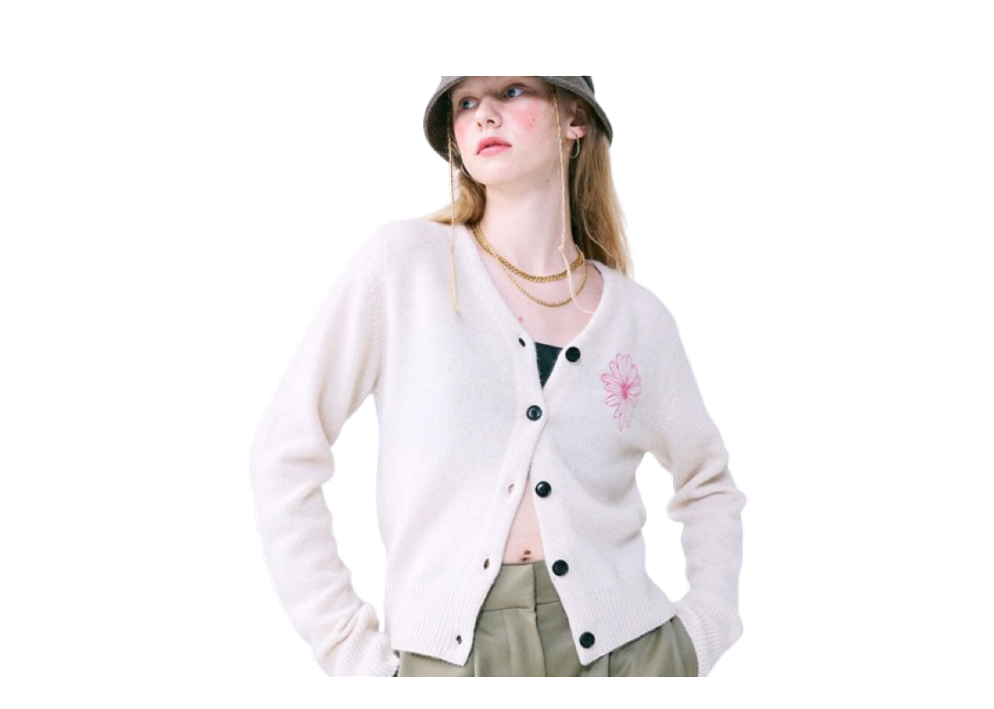 Beli Mardi Mercredi V-Neck Raccoon Blended Cardigan | Kick